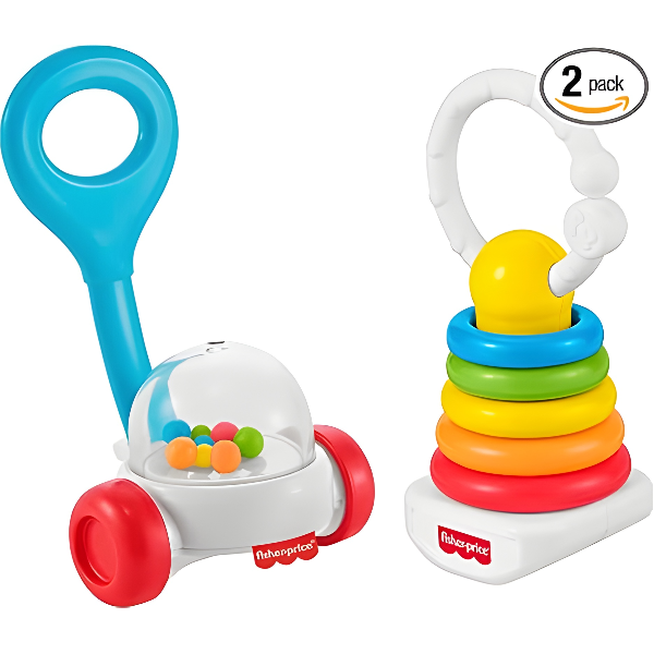 Fisher-Price Newborn Classics Rattle, Teether & Sensory Activity Toy Set, 2-Pack, Age 3 Months+