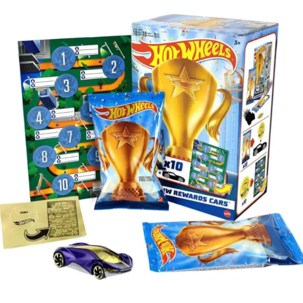 Hot Wheels Rewards Cars Themed Assorted 10-Pack Of Individually Wrapped 1:64 Scale Vehicles
