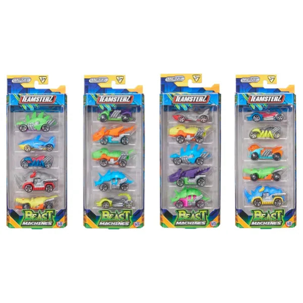 Teamsterz Beast Machines Die Cast Metal Collectible Cars  Pack Of 5 -Assorted