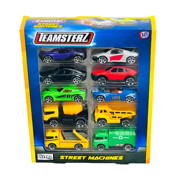 Teamsterz Street Machines سيارات ألعاب مصبوبة قابلة للتجميع - عبوة من 10 قطع