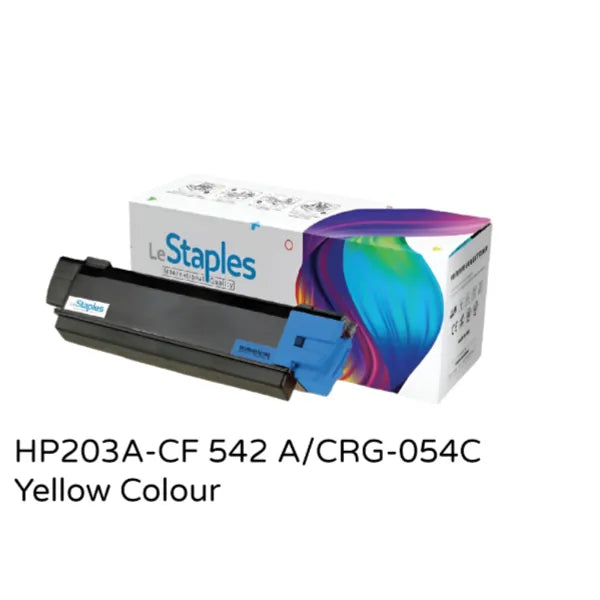 Le Staples Original Toner .Replacement For LaserJet  CartridgeHP203A-CF 542 A/CRG-054C-Yellow Colour