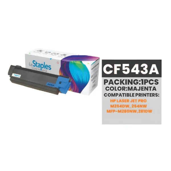 Le Staples Original Toner .Replacement For LaserJet  Cartridge  HP-HP203A/CF543A -Color: Magenta