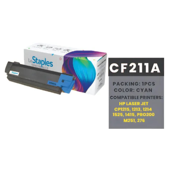 Le Staples Original Toner .Replacement For LaserJet  Cartridge  HP 131A/CF 211A-Cyan Colour