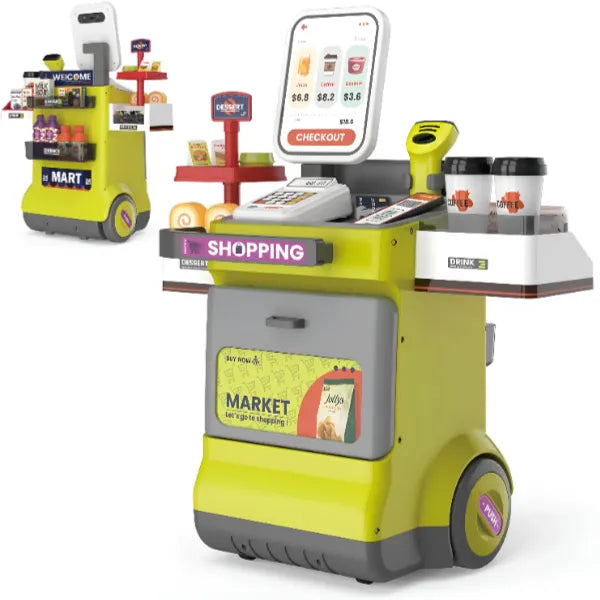 Trolley Supermarket Roleplay Set 48 Pieces Interactive Cash Register  Pretend Play