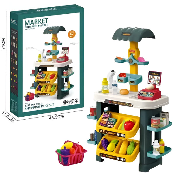 Little Shopper Supermarket Playset 47Pcs – Kids Pretend Play Grocery Store