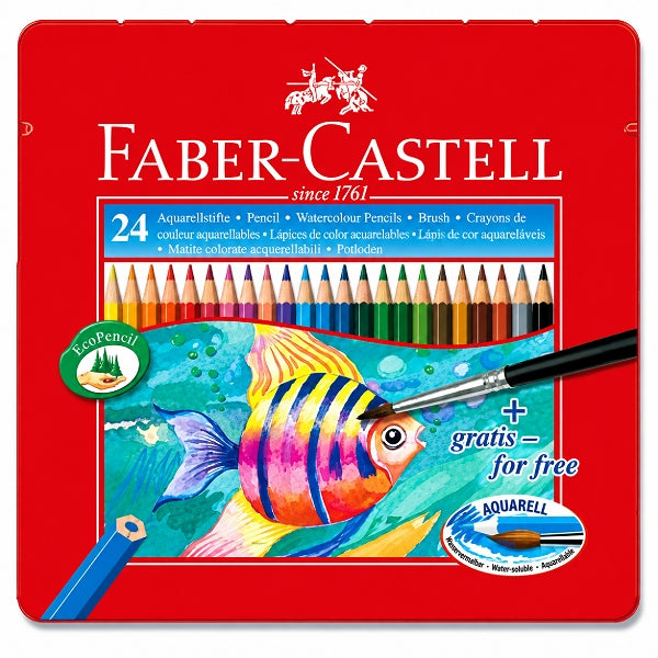 Faber Castell Water Color Pencil Set Tin Case 24Pcs - Assorted Color
