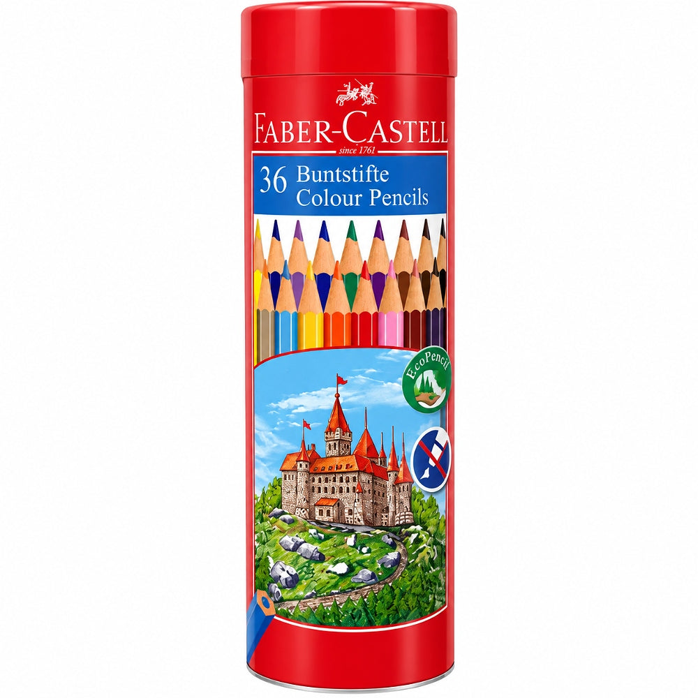 Faber Castell Classic Colour Pencils 36 Colour In A Round Metal Tin, Multicolor