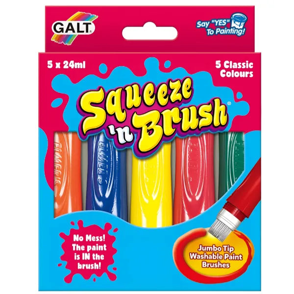 Galt Squeeze Brush Tipped Washable Paint Pens-Five Classic Colours