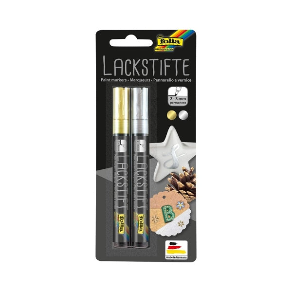 Folia Paint Markers Pack 2Pcs - Gold & Silver