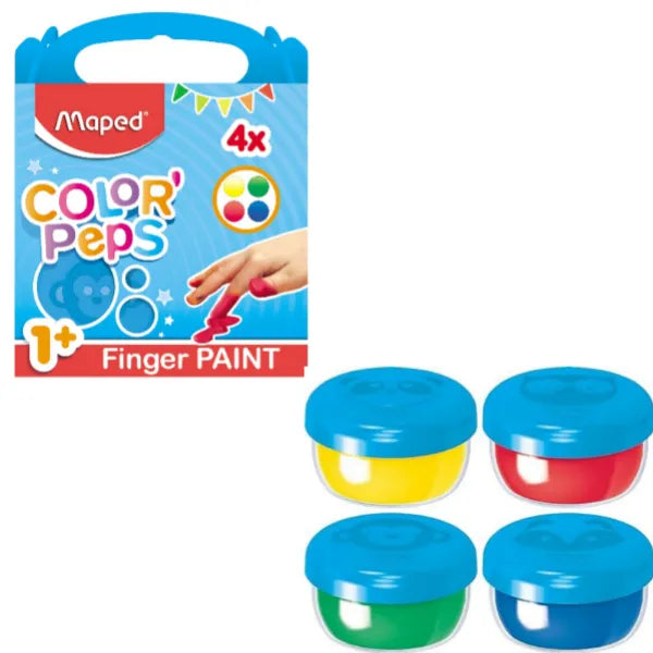 ألوان Maped Color Peps الأولى للرسم بالأصابع - 4 ألوان زاهية - آمنة للأطفال