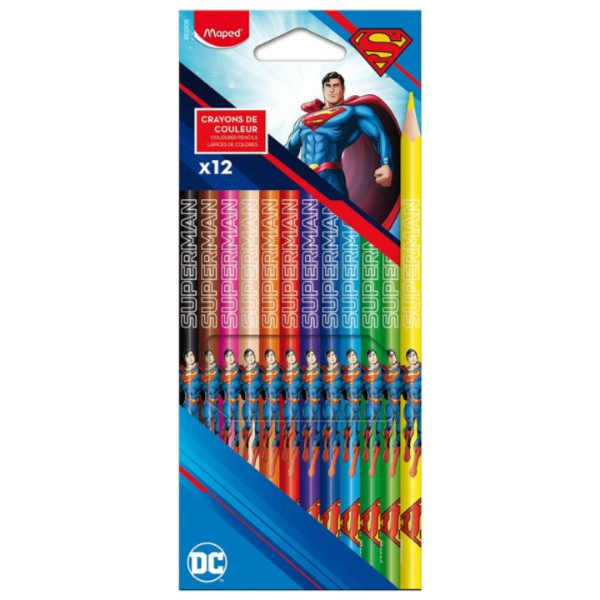 Maped Superman Pencil Crayons 12 Colors