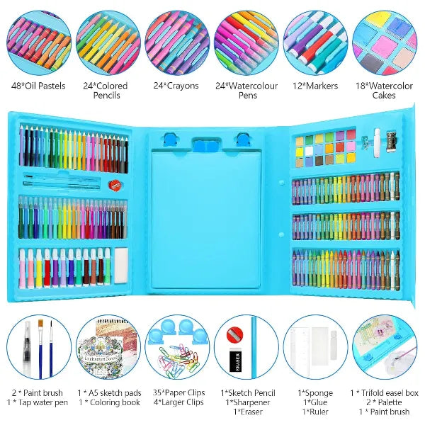 Deluxe Art Kit for Kids – Drawing & Painting Set with Case – 208-Piece - Blue alternate