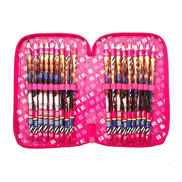Barbie 3-Zippers Pencil Case Set With School Accessories Age 3+ alternate
