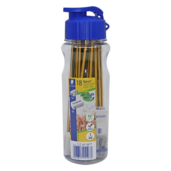 Staedtler Noris Stationery Bottle – 18 Pencils, 6 Erasers & 1 Sharpener