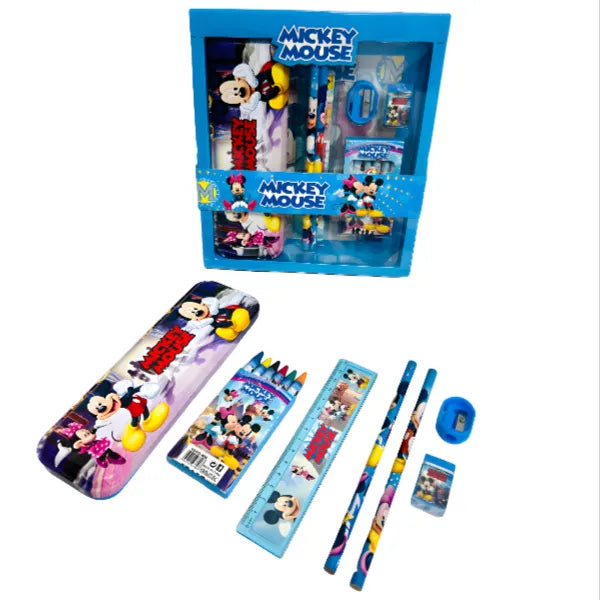 Girls Cartoon Design Mickey Mouse Stationary Gift Set Pencil, Sharpener, Eraser, Scale, Pencil Box