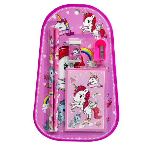 Girls Cartoon Unicorn Character Stationery Set