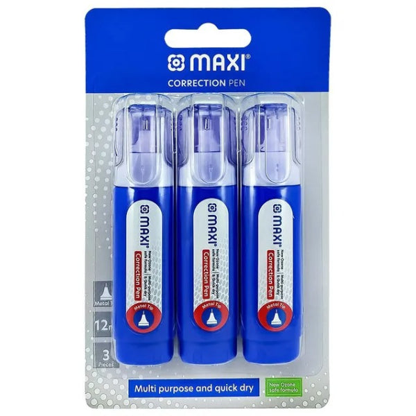 Maxi Correction Pen Metal Tip - 3 Pcs - 12Ml