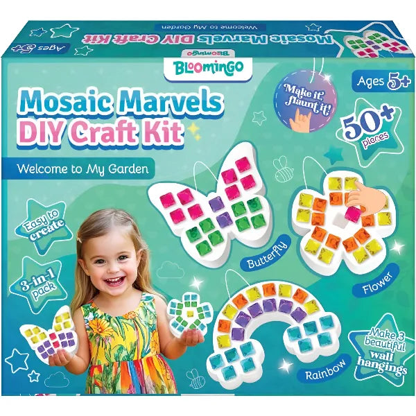 Bloomingo Mosaic Marvels DIY Craft Kit – Garden-Themed Wall Art Set For Kids