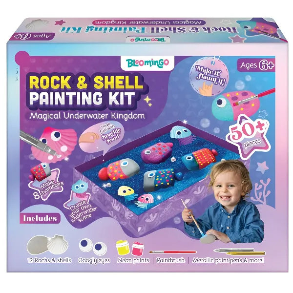 Bloomingo Rock & Shell Painting Kit – Magical Underwater Kingdom for Kids
