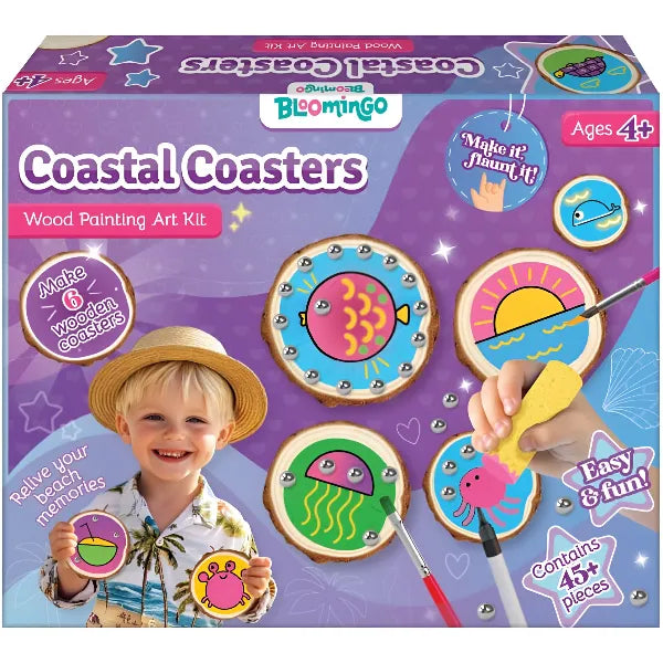 Bloomingo Coastal Coasters – Wooden Painting Art Kit for Kids
