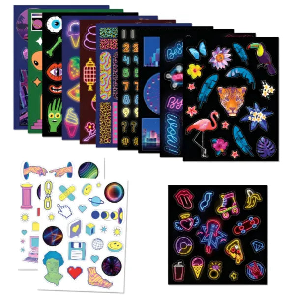 Hinkler Kaleidoscope Sticker Bomb Electric Neon Glow-in-the-Dark Stickers with Book For Kids-DIY alternate