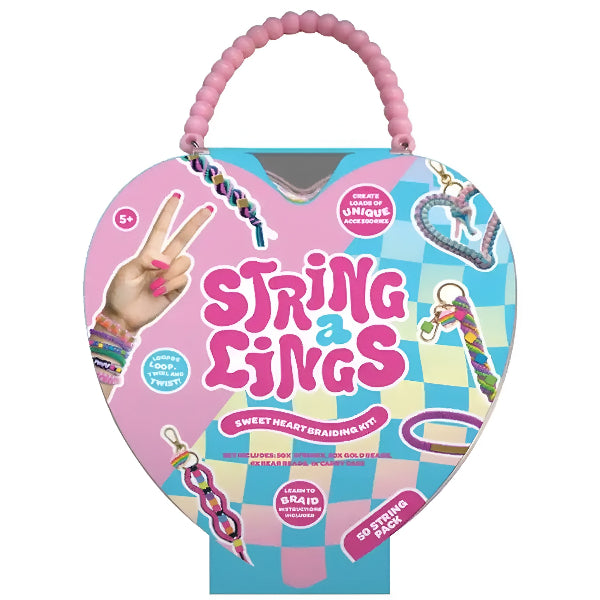Stringalings Heart-Shaped Braiding Kit – 50 Colorful Stretchy Strands