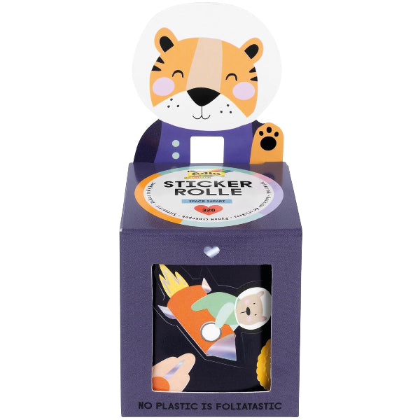 Folia Space Safari Sticker Roll – 320 Self-Adhesive Stickers, 4 M Long