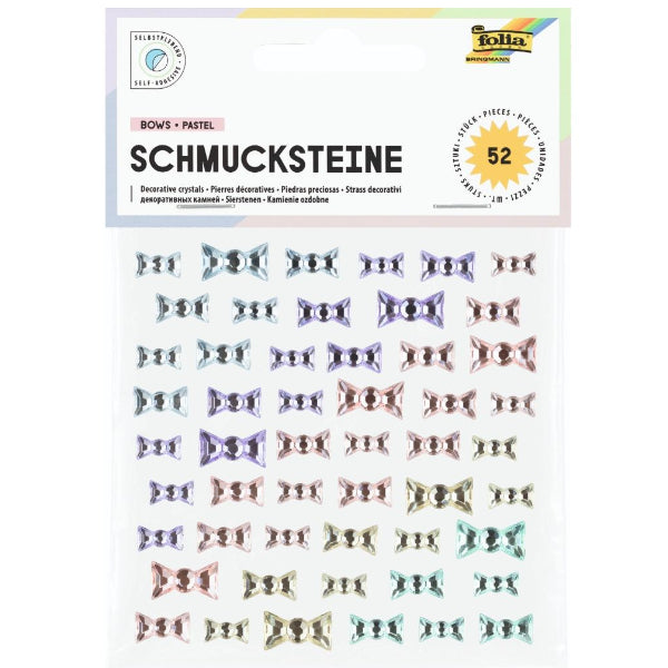 Folia Pastel Bow Glitter Stones – 52 Stickers For Decorating