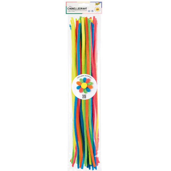 Folia Craft Pipe Cleaners Neon Colours – 100 Pcs-50Cm X 8Mm