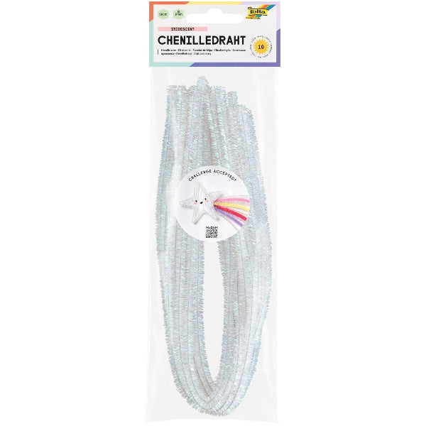 Folia Shimmer Pipe Cleaners For Crafts – Iridescent, Pack Of 10