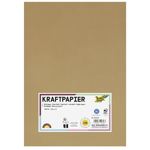 Folia A4 100 Sheets Craft Paper - Natural Brown