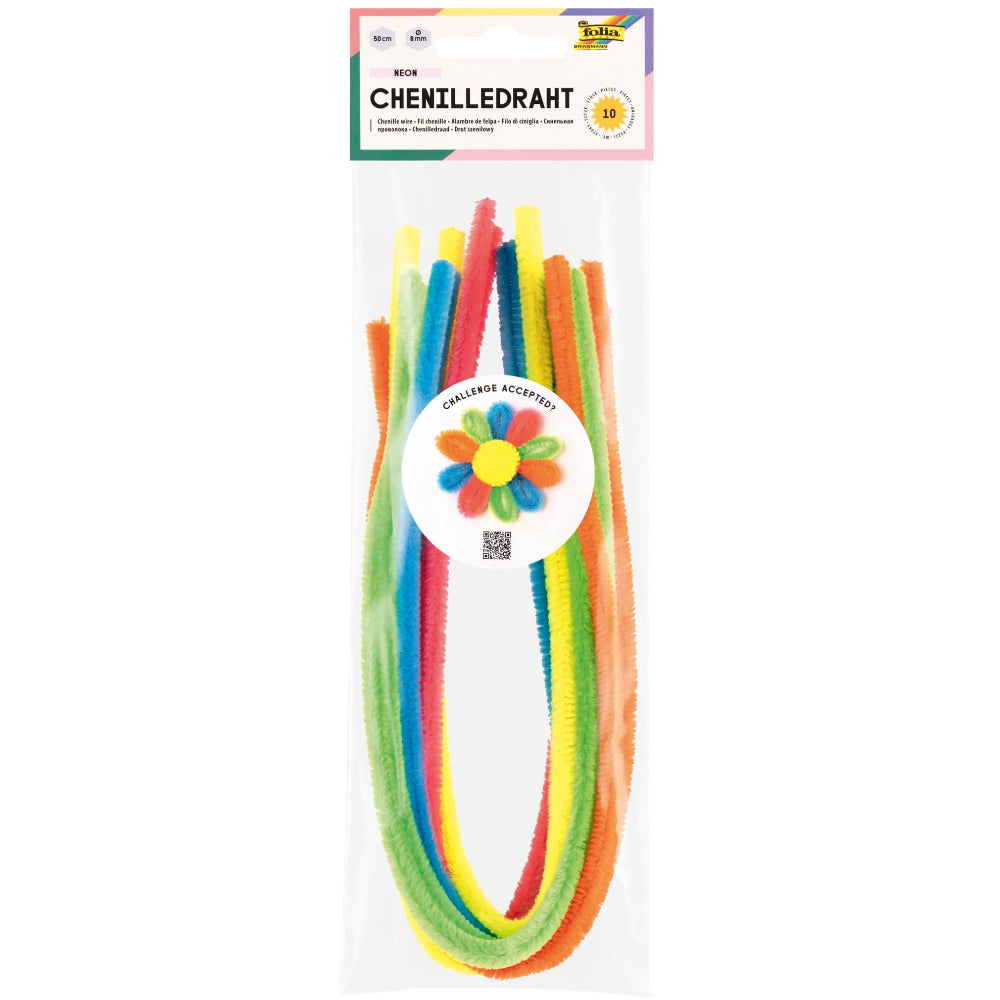 Folia Neon Chenille Craft Stems 10Pcs