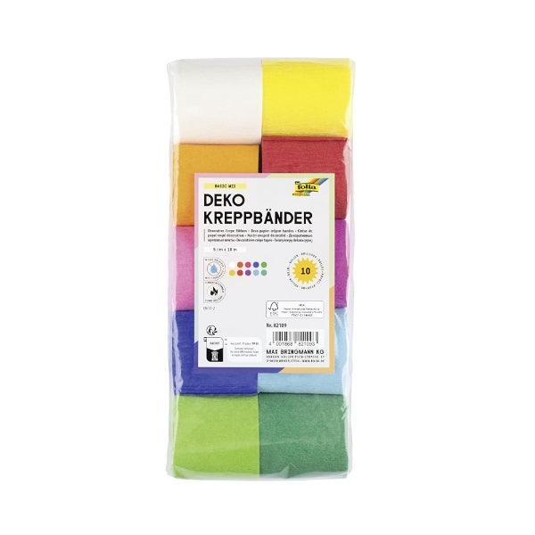 Folia Decorative Crepe Paper Rolls Set - 10 Colours