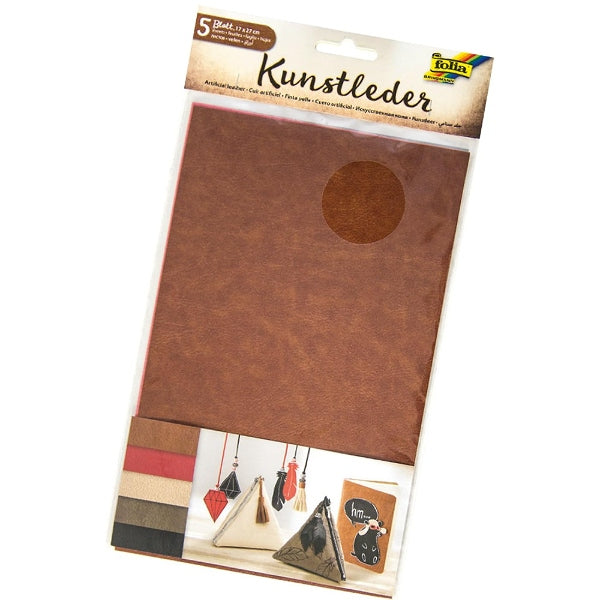 Folia Faux Leather Sheets For Crafts Pack 5Pcs