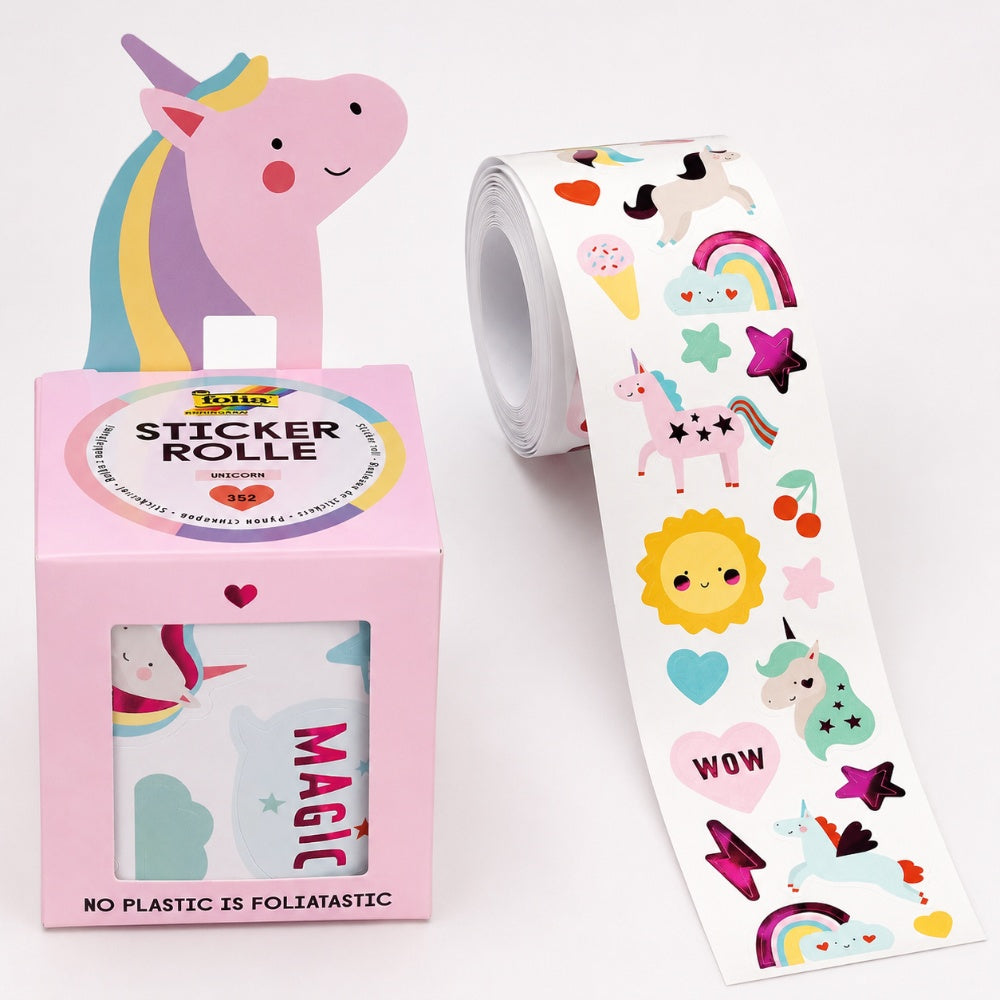 Folia Unicorn Sticker Roll Assorted 352Pcs