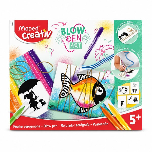 Maped Creativ Blow Pen Art Kit – Kids Airbrush Colouring Arts & Crafts Set Age 5+