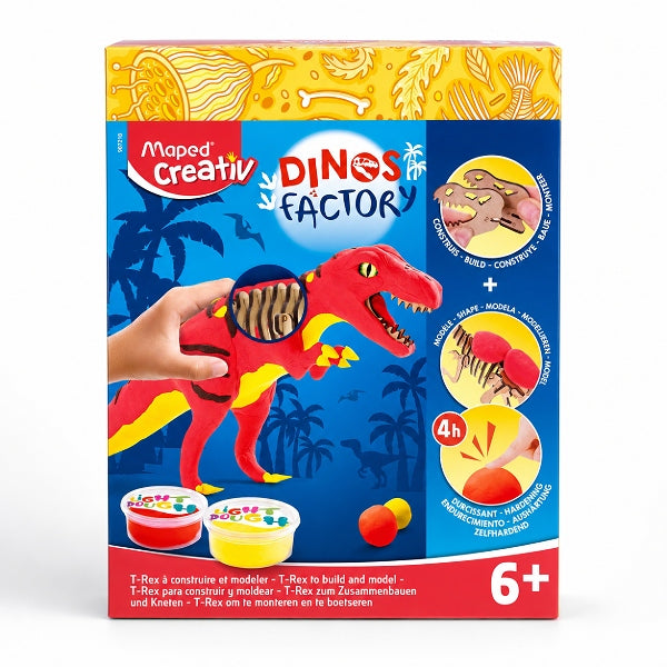 Maped Creativ Dinos Factory T-Rex 3D Modelling Dough Kit – 9-Piece Dinosaur Craft Set Age 6+