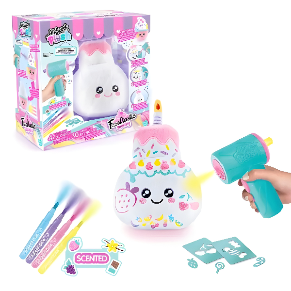 Canal Toys Airbrush Plush Food'Tastic Squishy Diy Kit, Scented Airbrush Craft Set, Age 6+