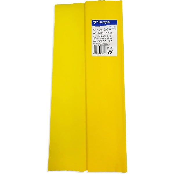 Sadipal Canary Yellow Crepe Paper Roll, 32 GSM, 50 cm x 2.5 m
