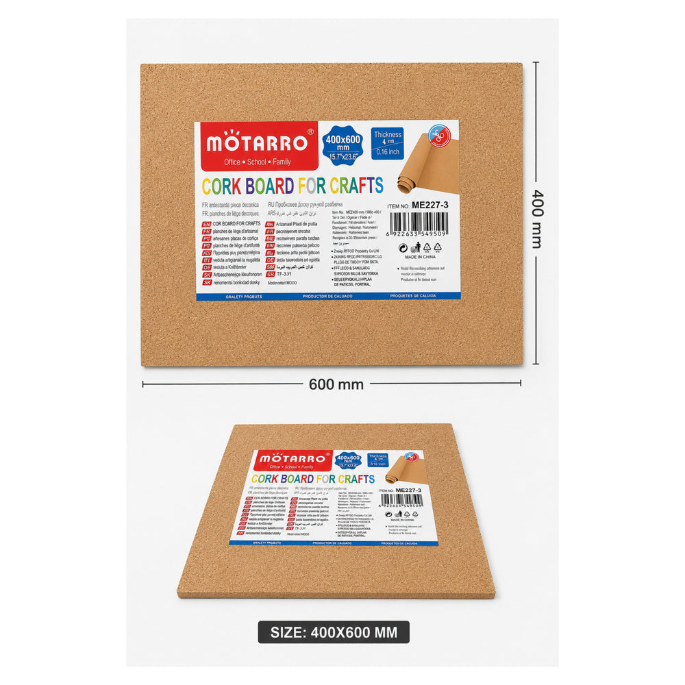 Motarro Cork Board For Crafts – 400 × 600 Mm, 4 Mm Thickness