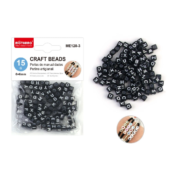 Motarro Black Letter Beads for Jewelry Making, 15 g