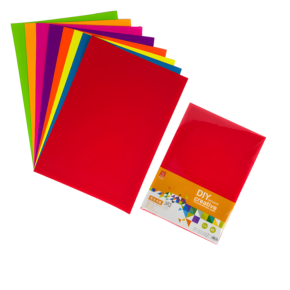 Bristol Fluorescent Colour Paper 37X52Cm, 24 Sheets Craft Paper Pack