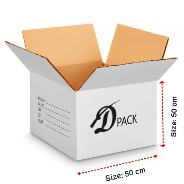 D Pack Cartoon Box White -Medium  50X50X50 Cm