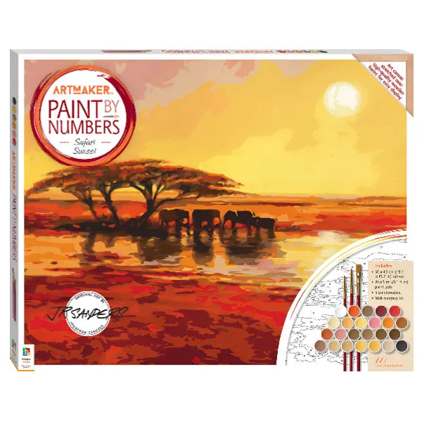 Hinkler Art Maker Paint by Numbers Canvas Safari Sunset