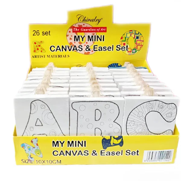 Chivalry My Mini Canvas Board & Easel Set With Printed Alphabet Letters Assorted