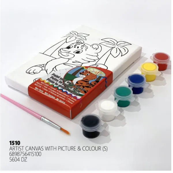 Artist Printed Mini Canvas For Colouring  With Coloring Set