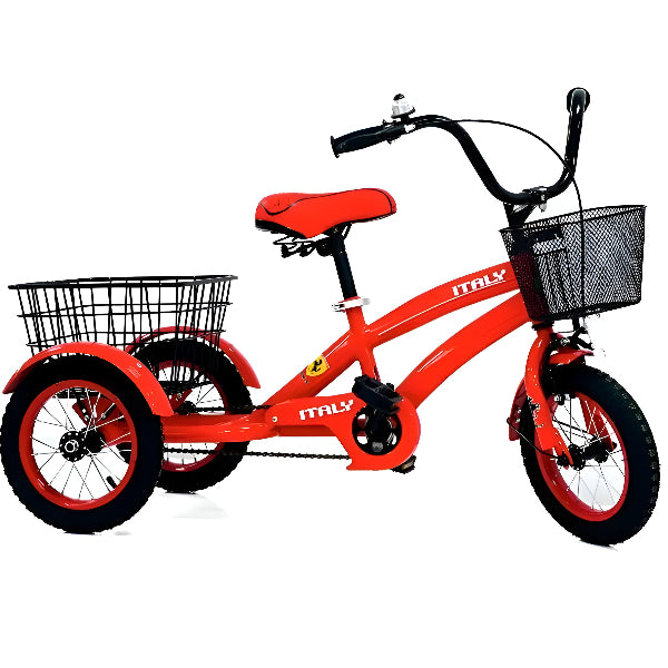 Tricycle With Basket - 12 Inch-Bicycle For Kids-Red