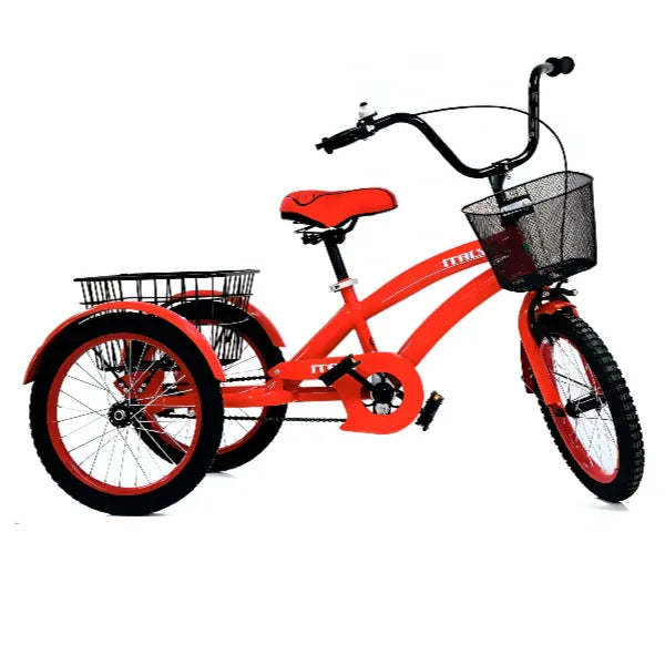 Tricycle With Basket - 16 Inch-Bicycle For Kids-Red