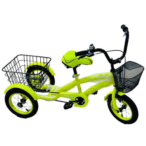 Tricycle With Basket - 12 Inch-Bicycle For Kids- Lime Green