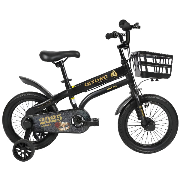 Qitong 14-Inch Kids Bicycle With Basket – Black
